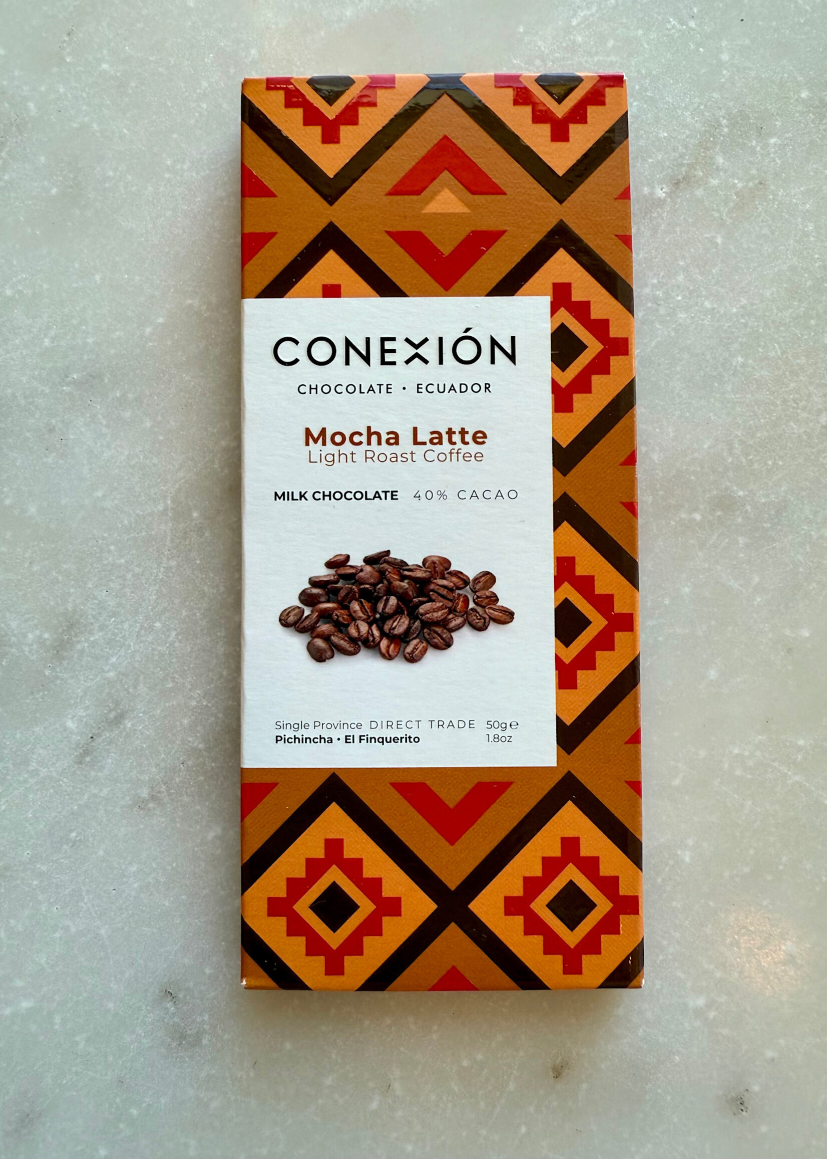 Conexión Chocolate, Mocha Latte Light Roast Coffee 40% Cacao Milk Chocolate , Ecuador 50g 1.8oz