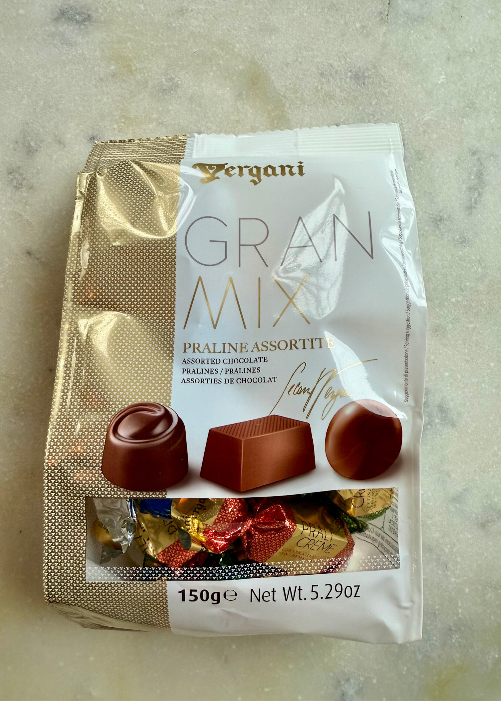 Vergani Choco Cremino , Milk Chocolate Pralines w/ Almond & Hazelnut Cremino Cream 6.17oz (175g)