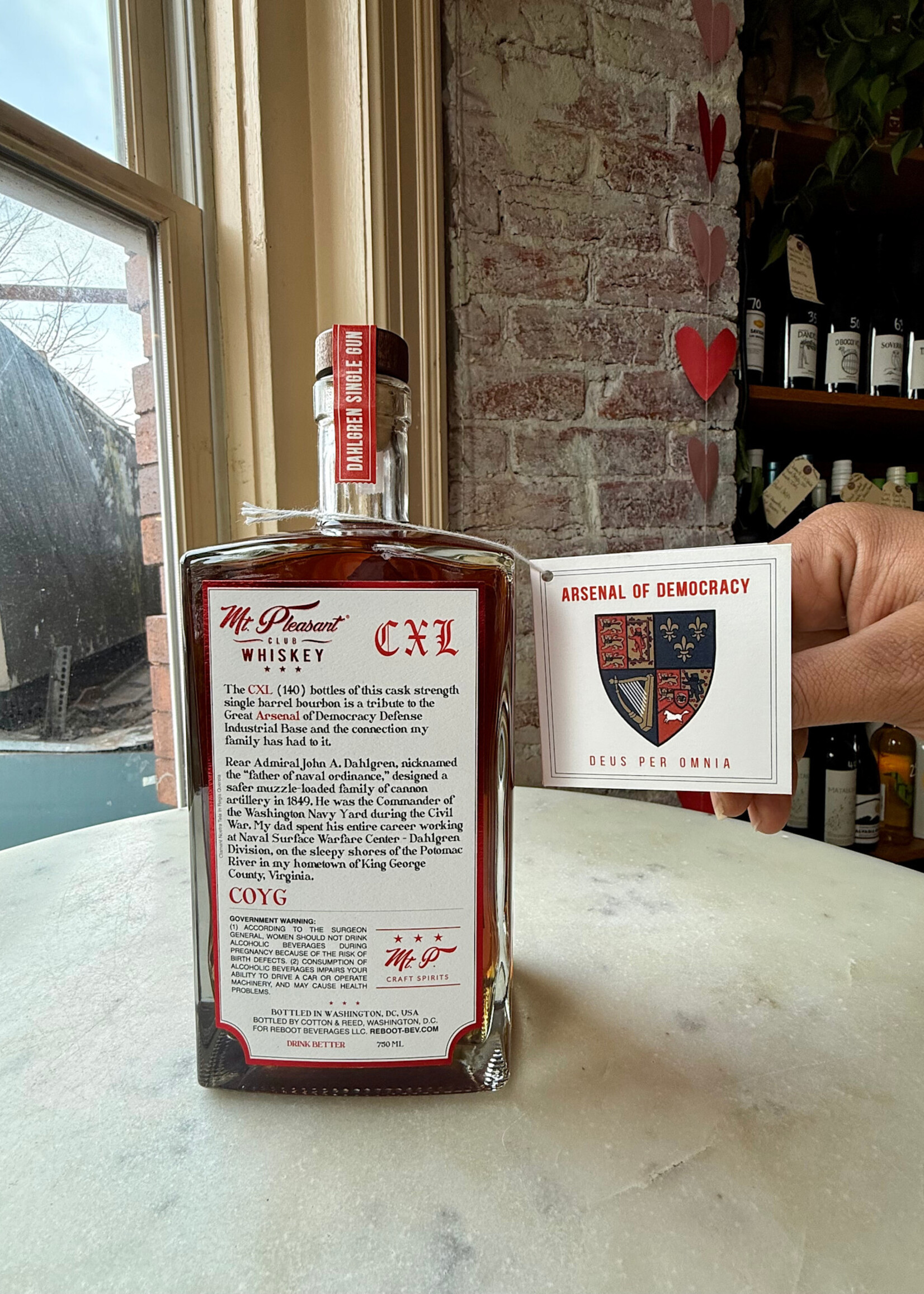 Mount Pleasant Whiskey Club, Dahlgren Single Gun Straight Bourbon Whiskey, Bardstown, Kentucky USA  750ml