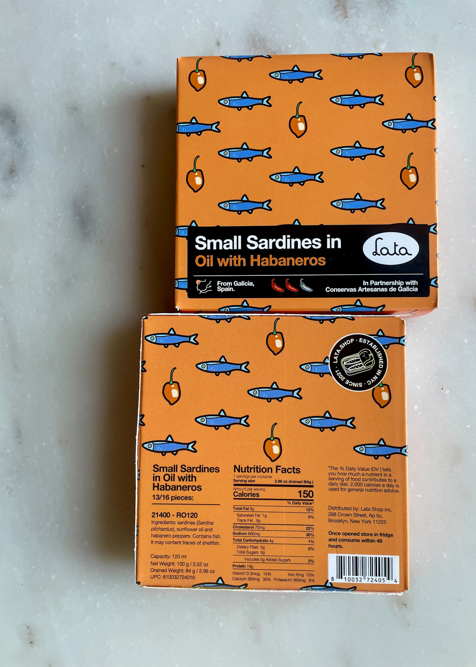 Lata Small Sardines in Oil with Habanero 13/16 pieces100g (3.52oz)