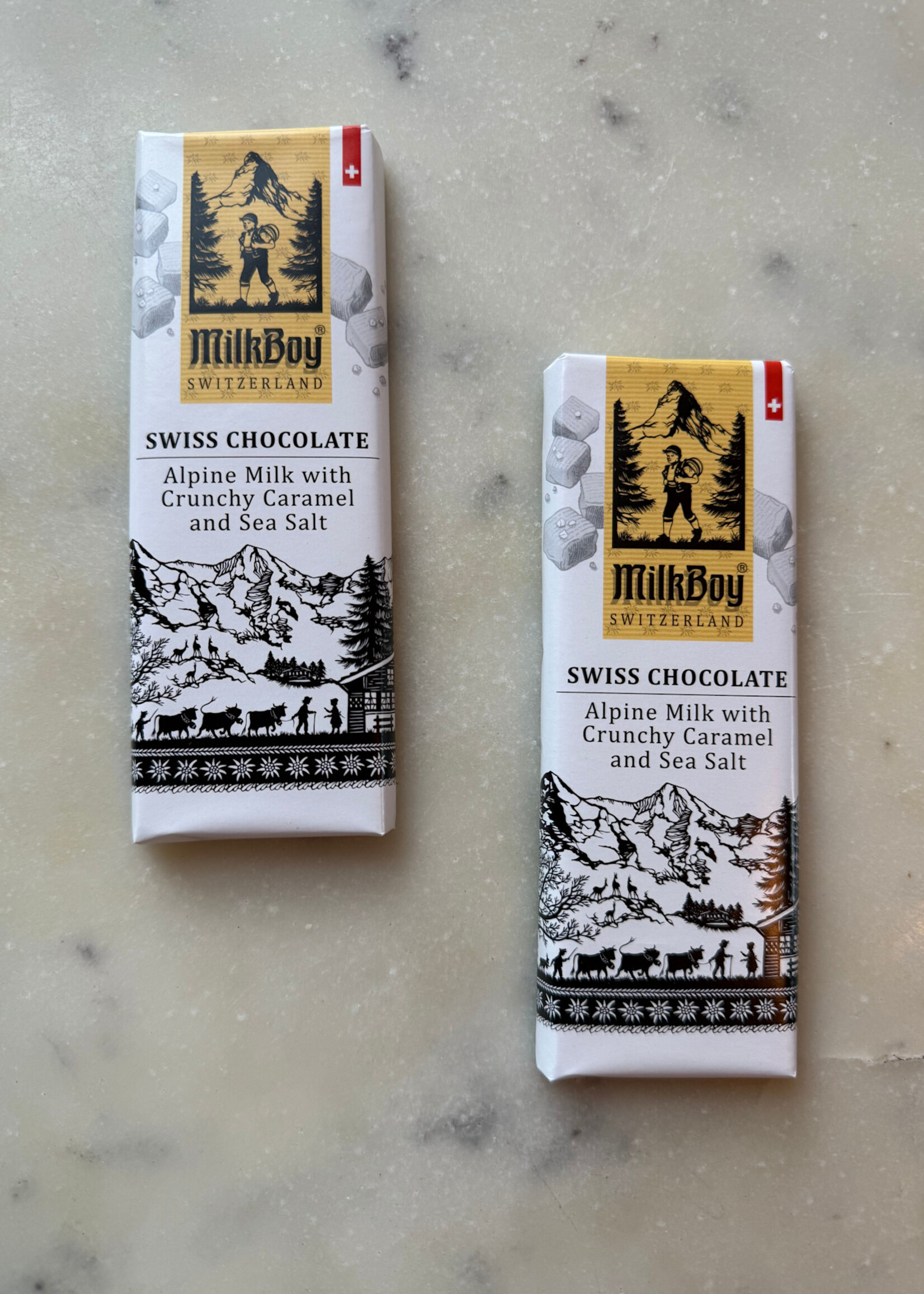 Milk Boy Swiss Milk Chocolate, Alpine Milk with Crunchy Caramel and Sea Salt 1.4oz (40g)