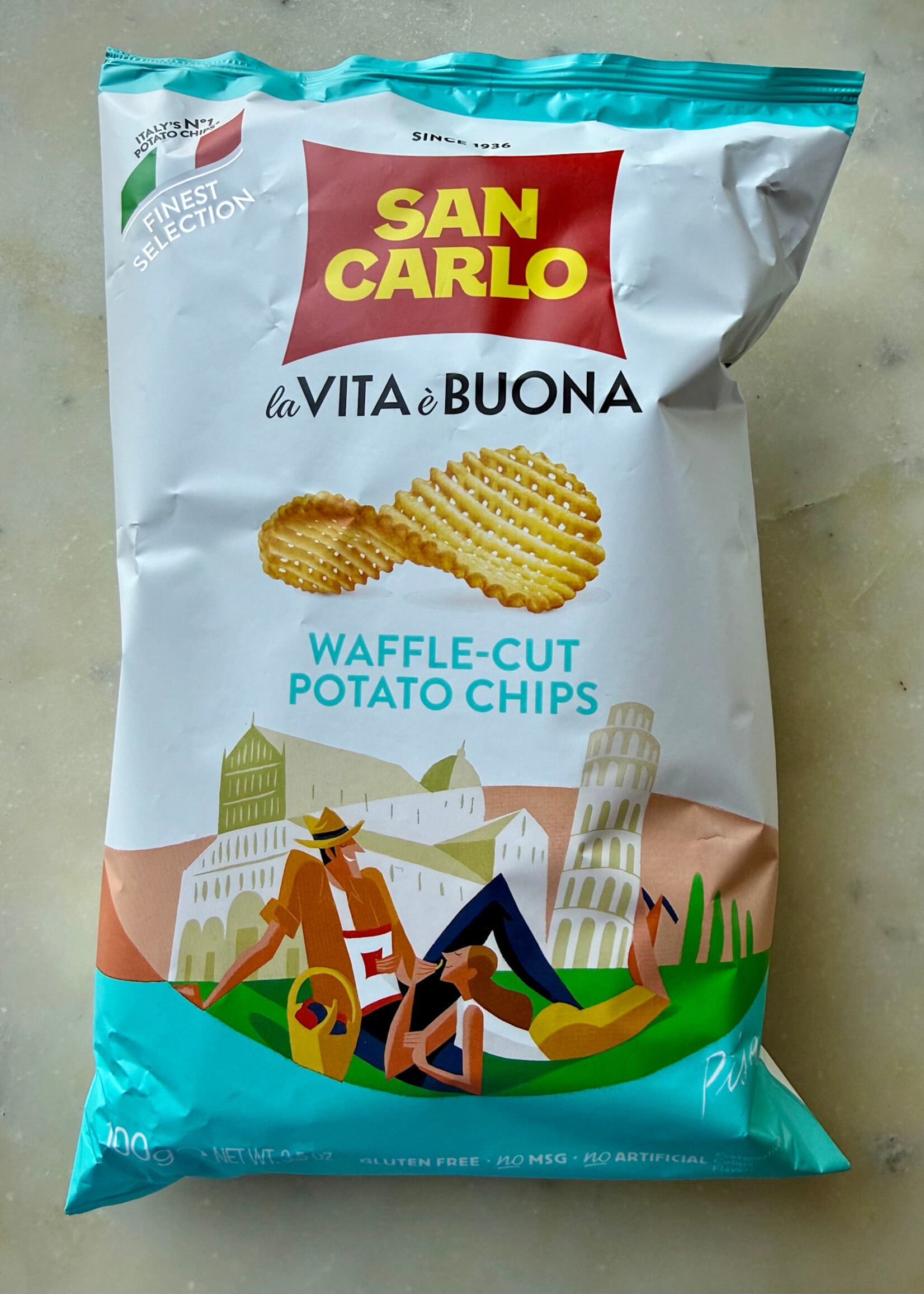 San Carlo La Vita è Buona Waffle-Cut Classic Potato Chips 3.5 oz (100g)
