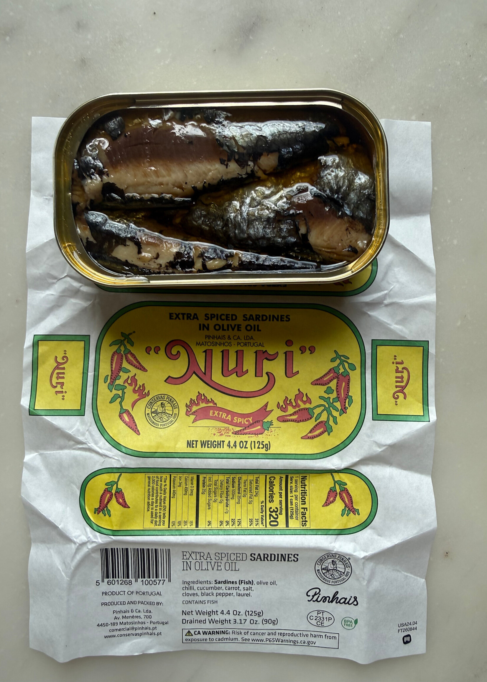 Nuri Extra Spiced Sardines in Olive Oil, Portugal (4.4oz)