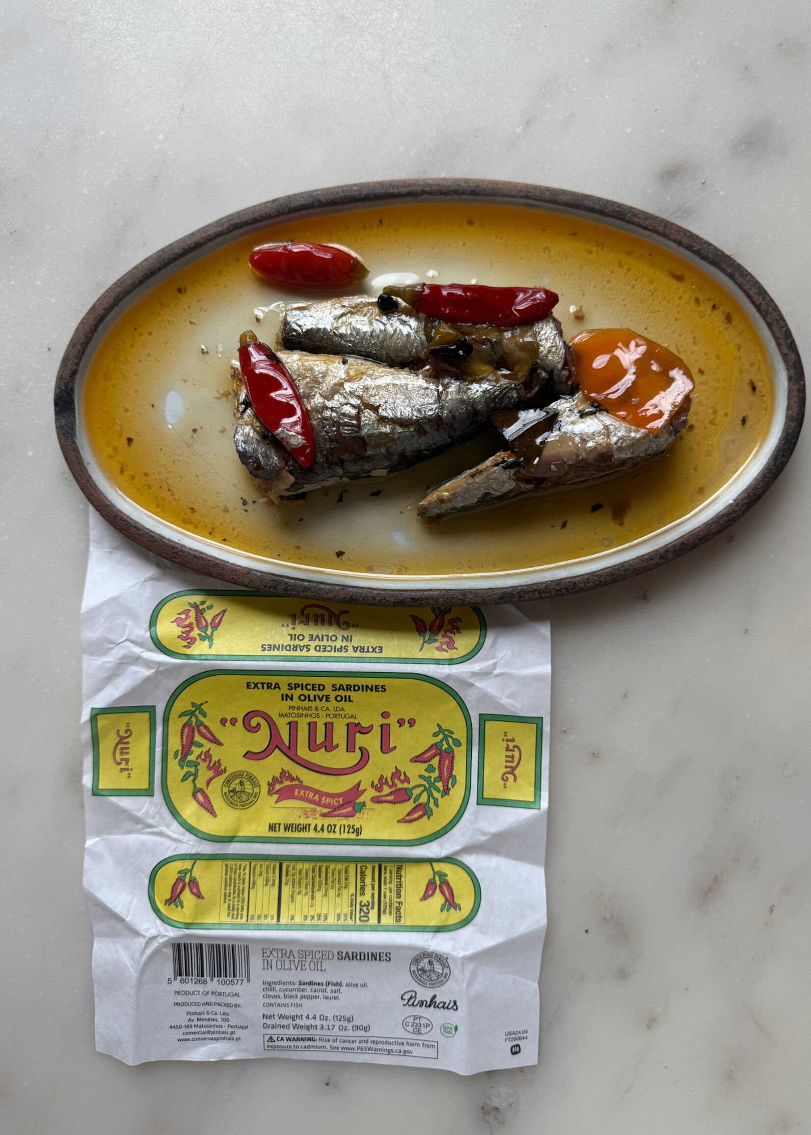 Nuri Extra Spiced Sardines in Olive Oil, Portugal (4.4oz)