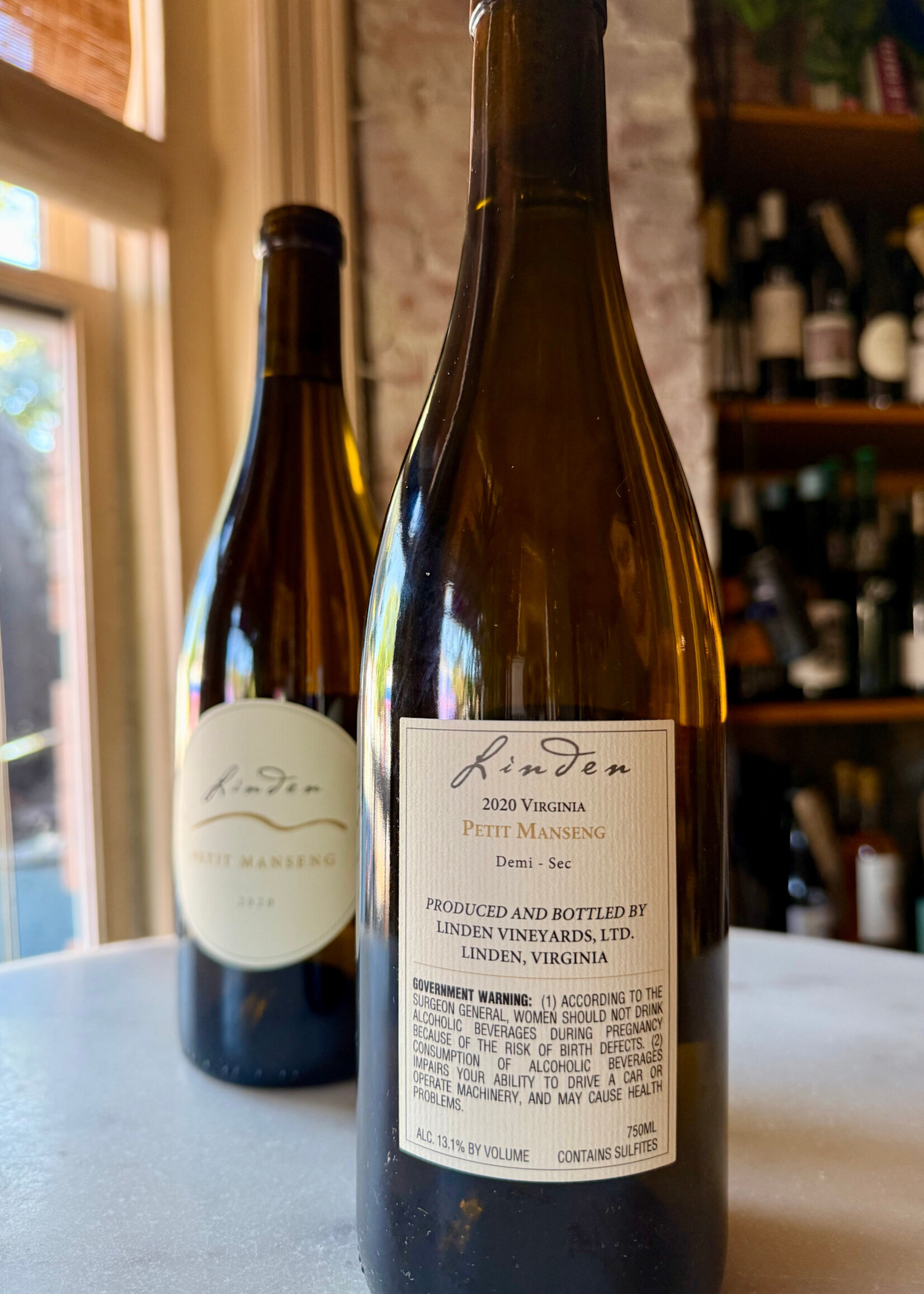 Linden Vineyard, Petit Manseng Demi Sec, Linden, Virginia 2020