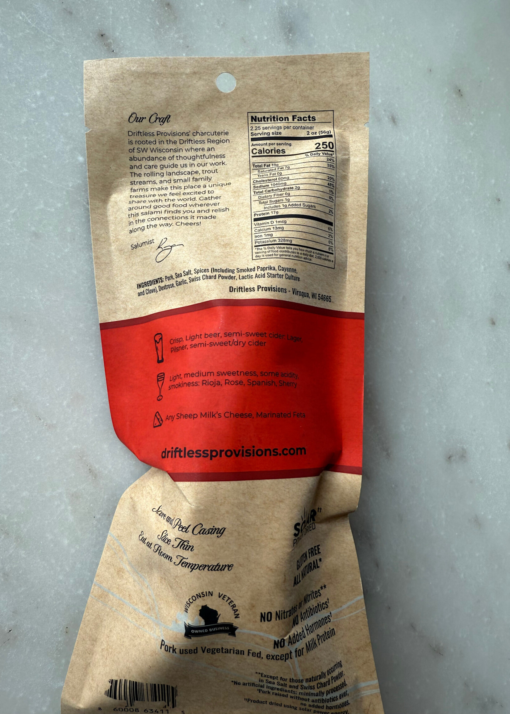 Driftless Provisions Chorizo Salami 4.5oz