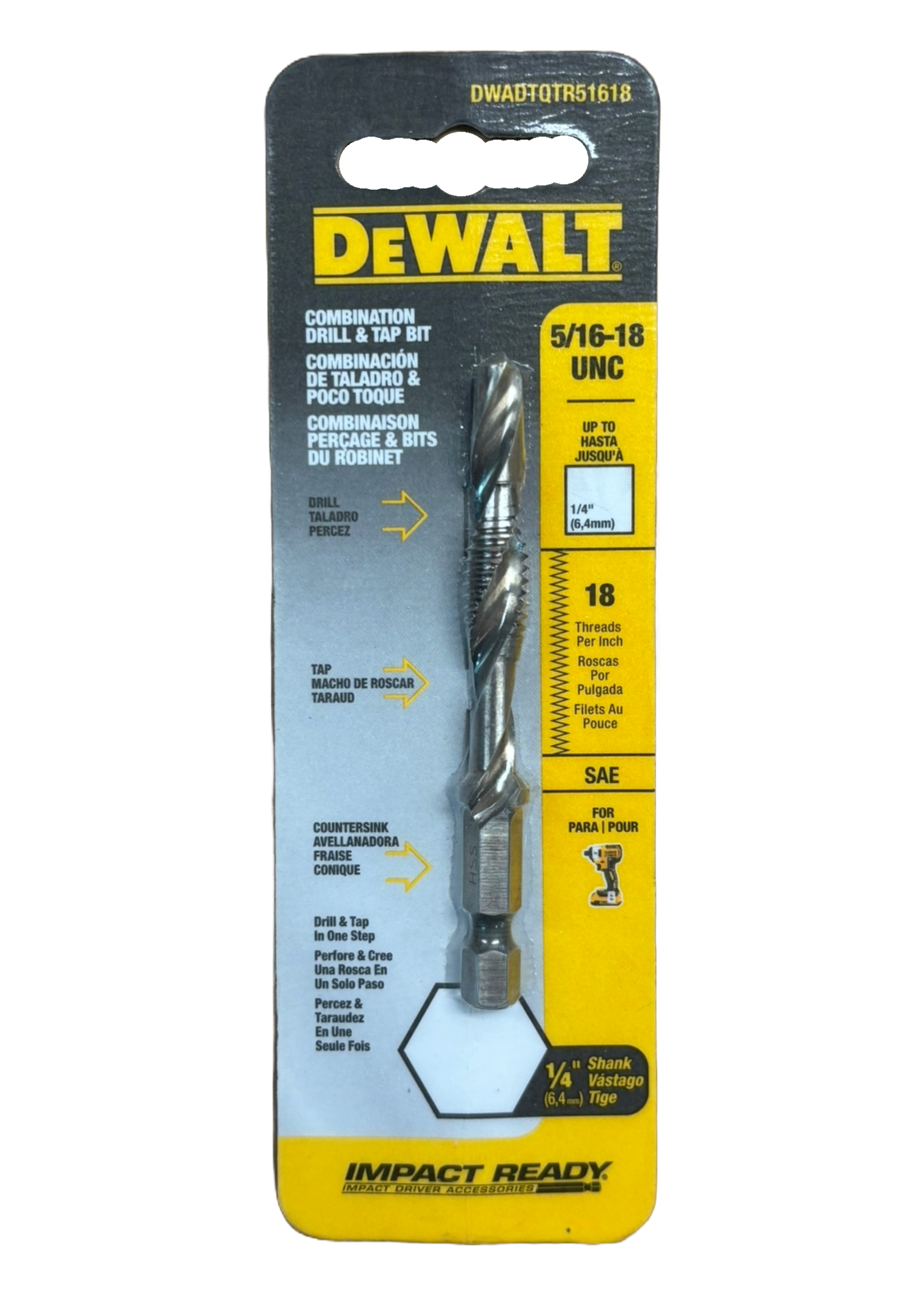 5/16"-18 Drill Tap 1/4" hex drive