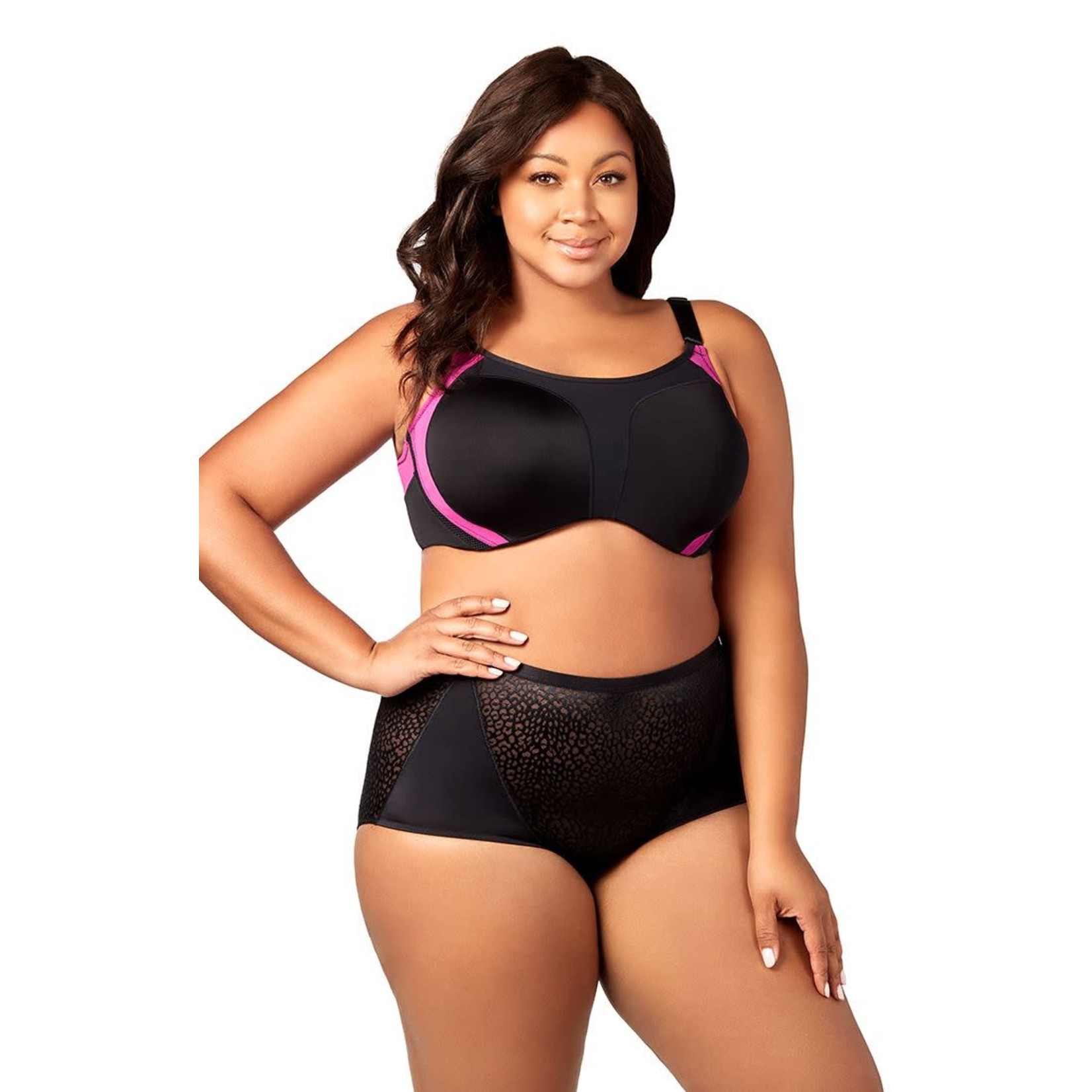 Elila Underwire Sports Bra Black & Fuchsia