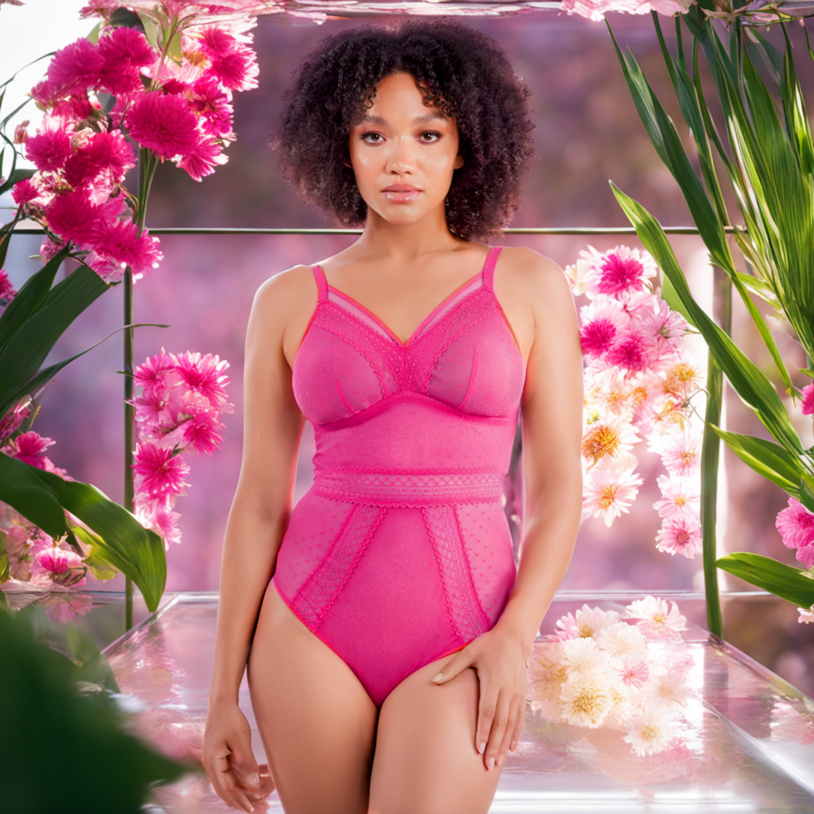 Parfait Mia Dot Wire-Free Padded Mesh Bodysuit P6017