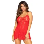 Leg Avenue 8717 Rose lace flair chemise OS Red