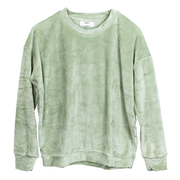 Mikoh Swimwear Mikoh Kimo Velour Crew Neck Paneled Sweatshirt