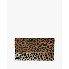 Clare Vivier Clare V. Leopard Hair on Foldover Clutch Tan