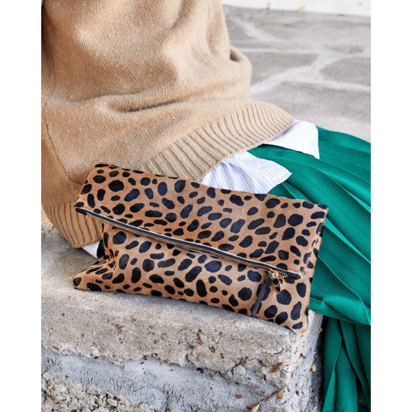 Clare V Helene bag in leopard print.