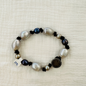 A. Compton A. Comp AB114 Mixed Pearl Knoted on Suede Bracelet