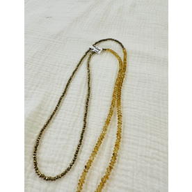 A. Compton A. Comp #120 Yellow Citrin Gold Beads Necklace