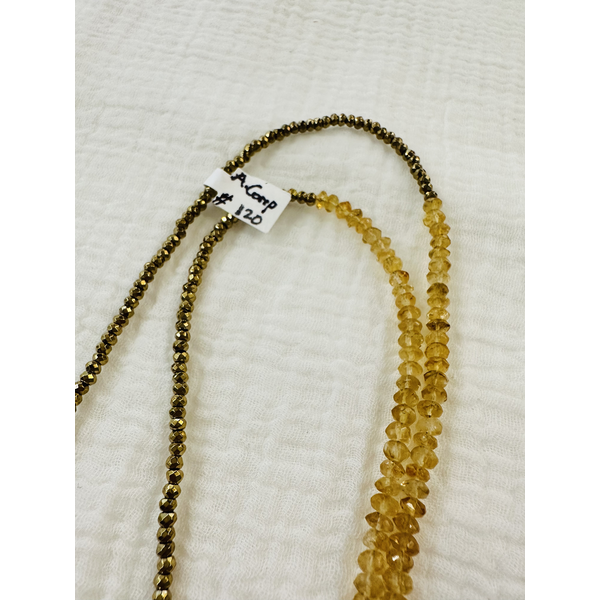 A. Compton A. Comp #120 Yellow Citrin Gold Beads Necklace