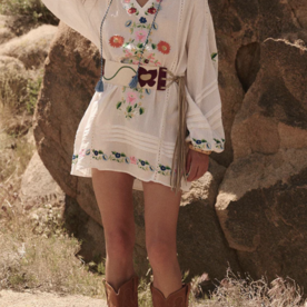 Spell Designs Spell Florapaloosa Embroidered Tunic Dress