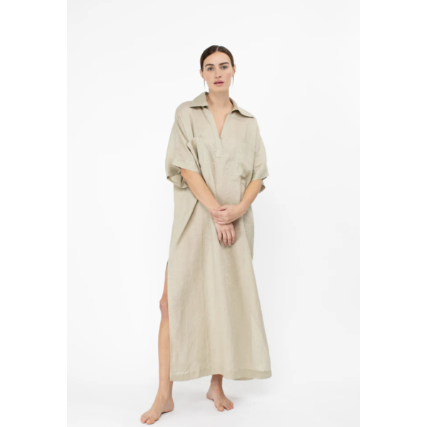 Mikoh Swimwear Mikoh Nihi Collared SS Linen Maxi Dress