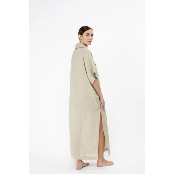 Mikoh Swimwear Mikoh Nihi Collared SS Linen Maxi Dress