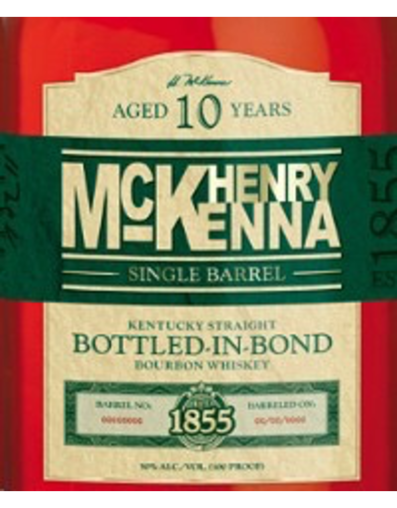 Bourbon Whiskey Henry McKenna 10yr Single Barrel Bourbon Bottled-in-Bond 100pf 750ml