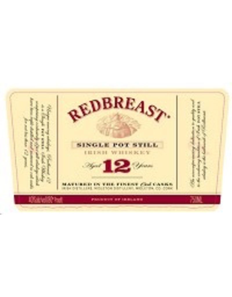 Irish Whiskey Redbreast Irish Whiskey 12 Year   old 750ml
