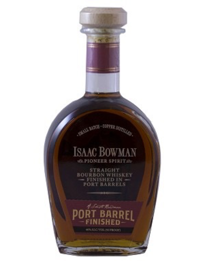 Bourbon Whiskey END OF BIN SALE Isaac Bowman Pioneer Spirit Port Barrel Finished Straight Bourbon Whiskey 750ml REG $69.99