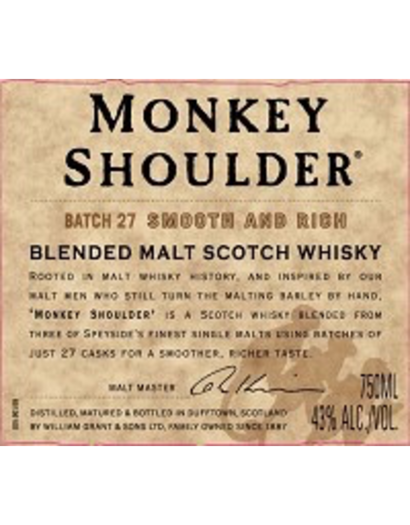 Scotch Monkey Shoulder Blended Malt Scotch Whisky 750ml
