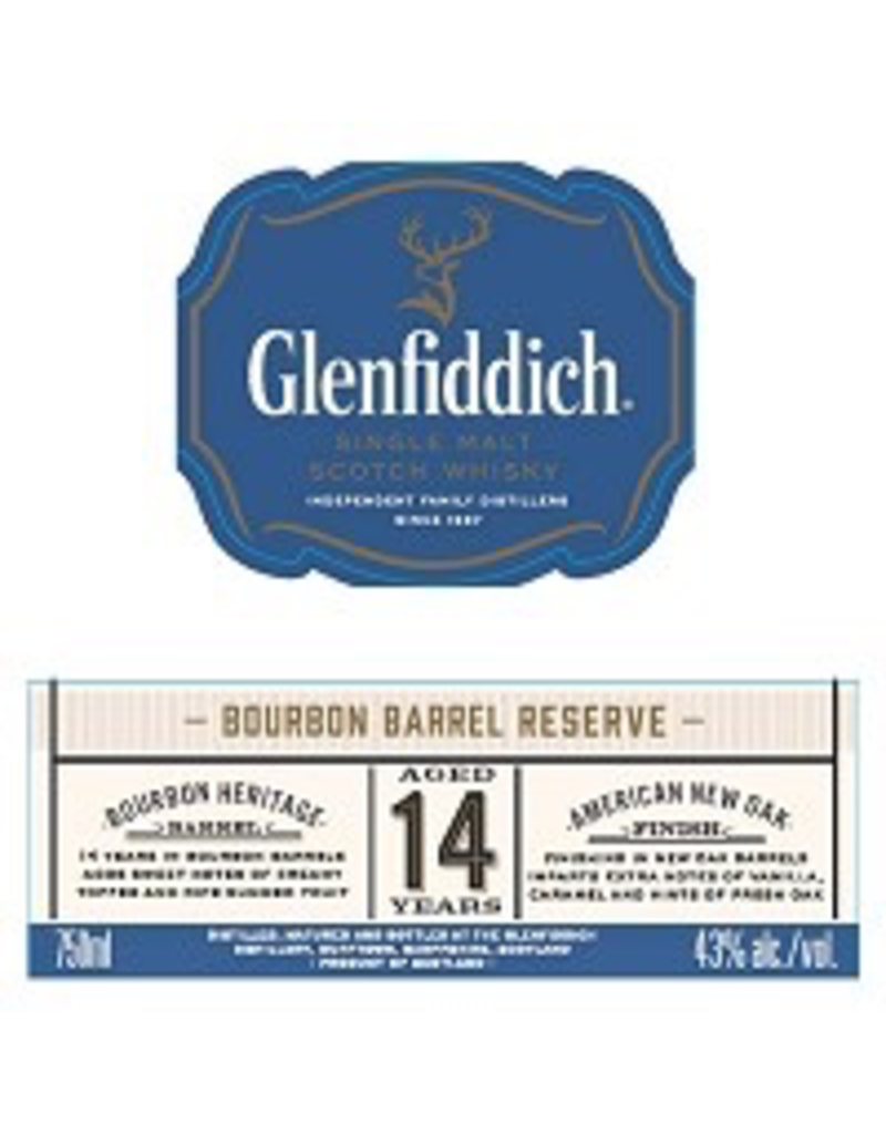 Single Malt Scotch Glenfiddich 14 yr old Single Malt Scotch Bourbon Barrel Reserve 750ml