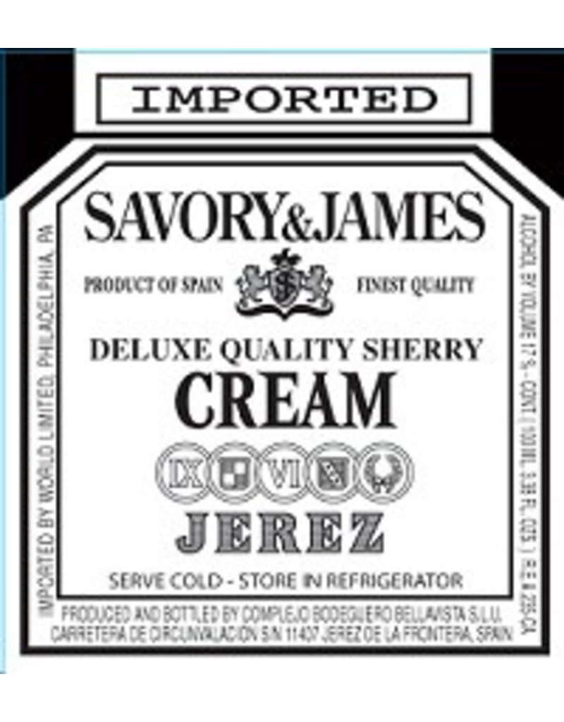 Sherry Savory & James Cream Sherry 750ml
