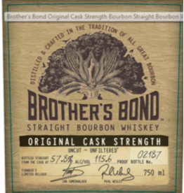Bourbon Whiskey Brother's Bond Original Cask Strength 750ml