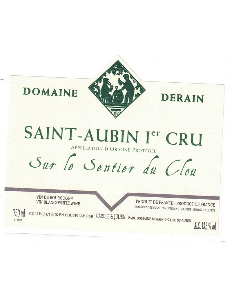 Domaine Derain Saint-Aubin 1er Cru 2020 Sur Le Sentier du Clou 750ml Organic and biodynamic