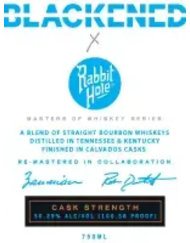 bourbon END OF BIN SALE Blackened X Rabbit Hole 750ml REG $199.99