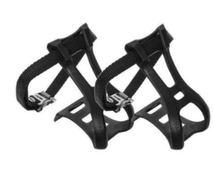 Bikelane BIKELANE PEDAL TOE CLIP & STRAPS PAIR