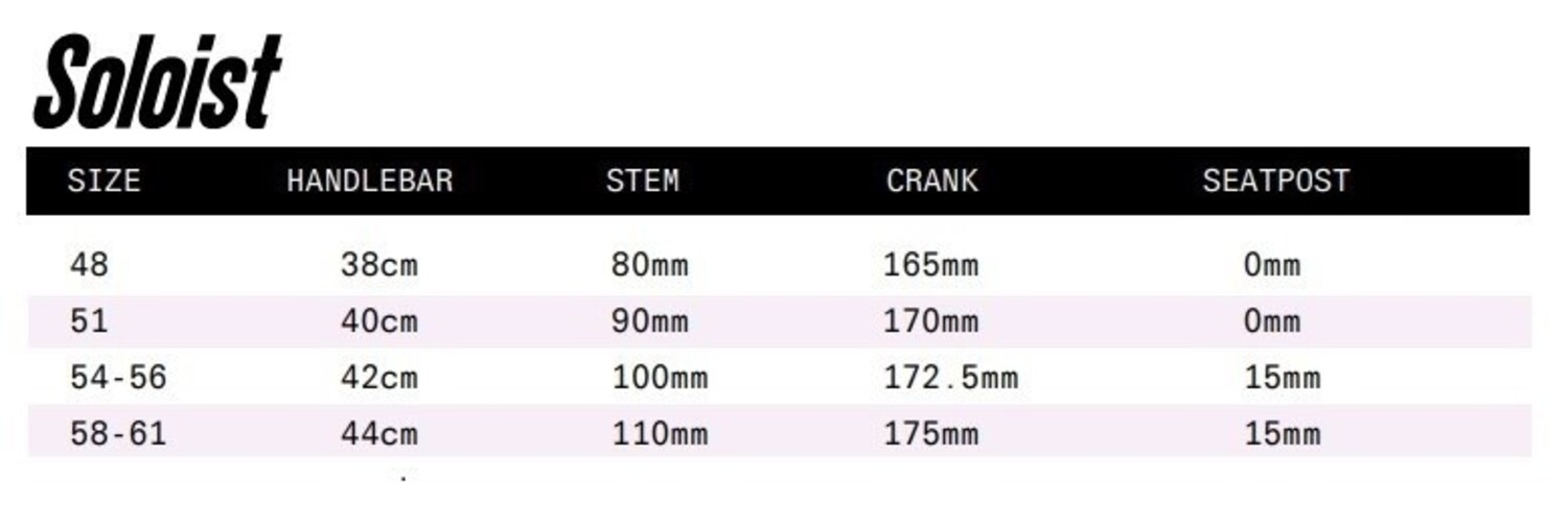 Size chart cervelo sale