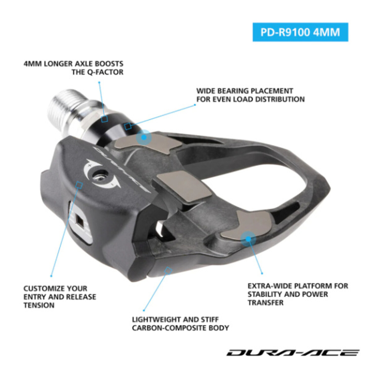 SHIMANO SPD-SL PEDALS PD-R9100 4MM LONGER AXLE - Cycle House