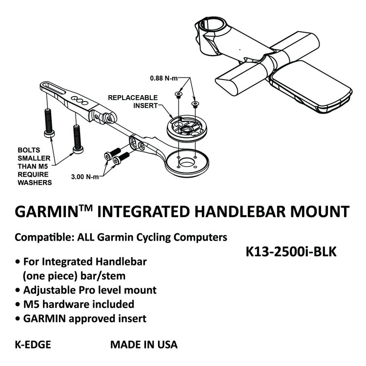 K-Edge K-EDGE Integrated Handlebar System Mount for Garmin