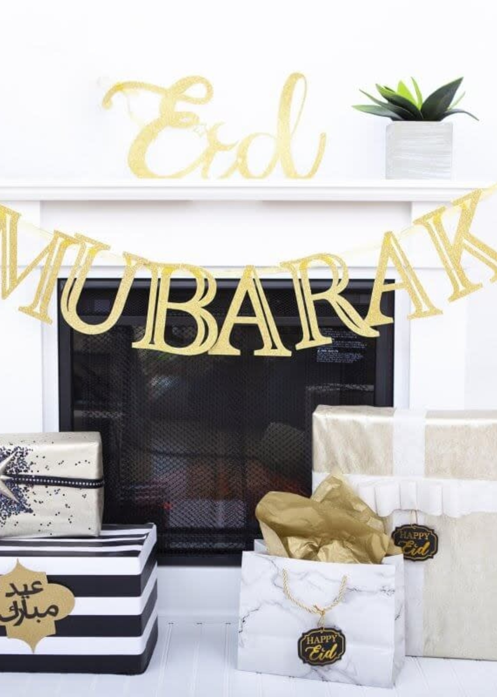 Eid Creations Gold Sparkle Mubarak Banner