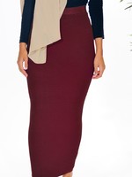 Nasiba Fashion Burgundy Ribbed Skirt