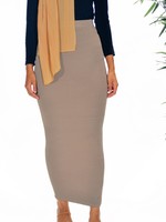 Nasiba Fashion Taupe Ribbed Skirt