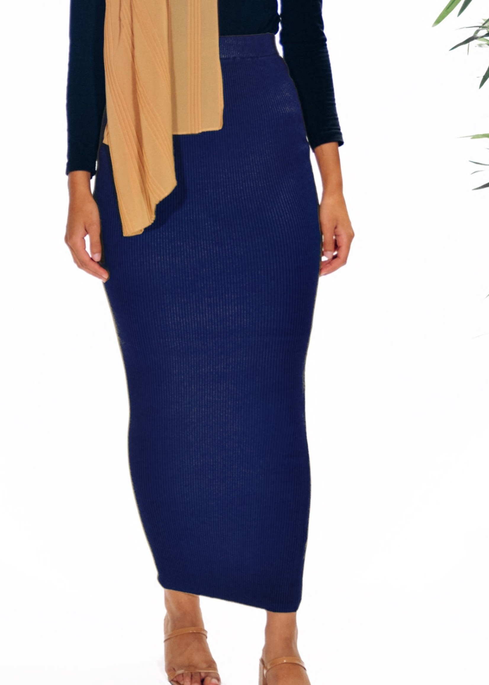 Nasiba Fashion Navy Ribbed Skirt