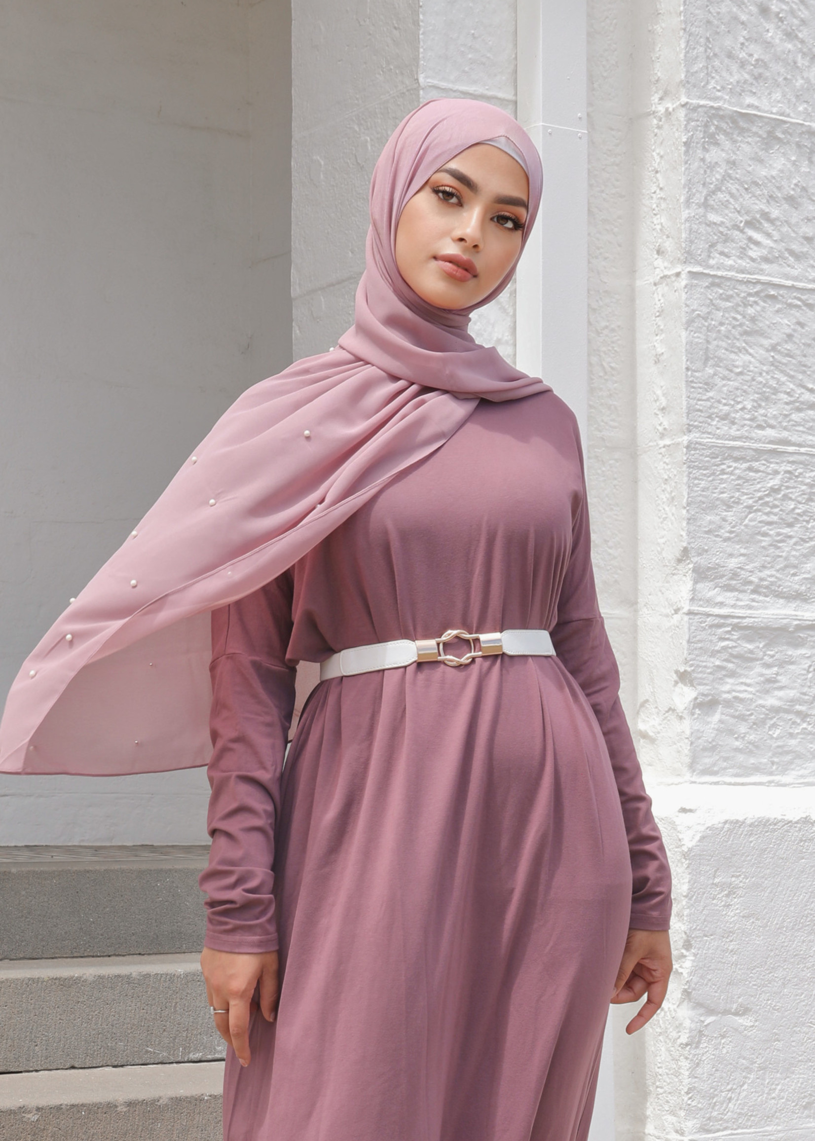Nasiba Fashion Pastel Eggplant Dolman Dress