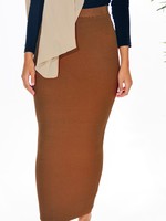 Nasiba Fashion Rust Ribbed Skirt
