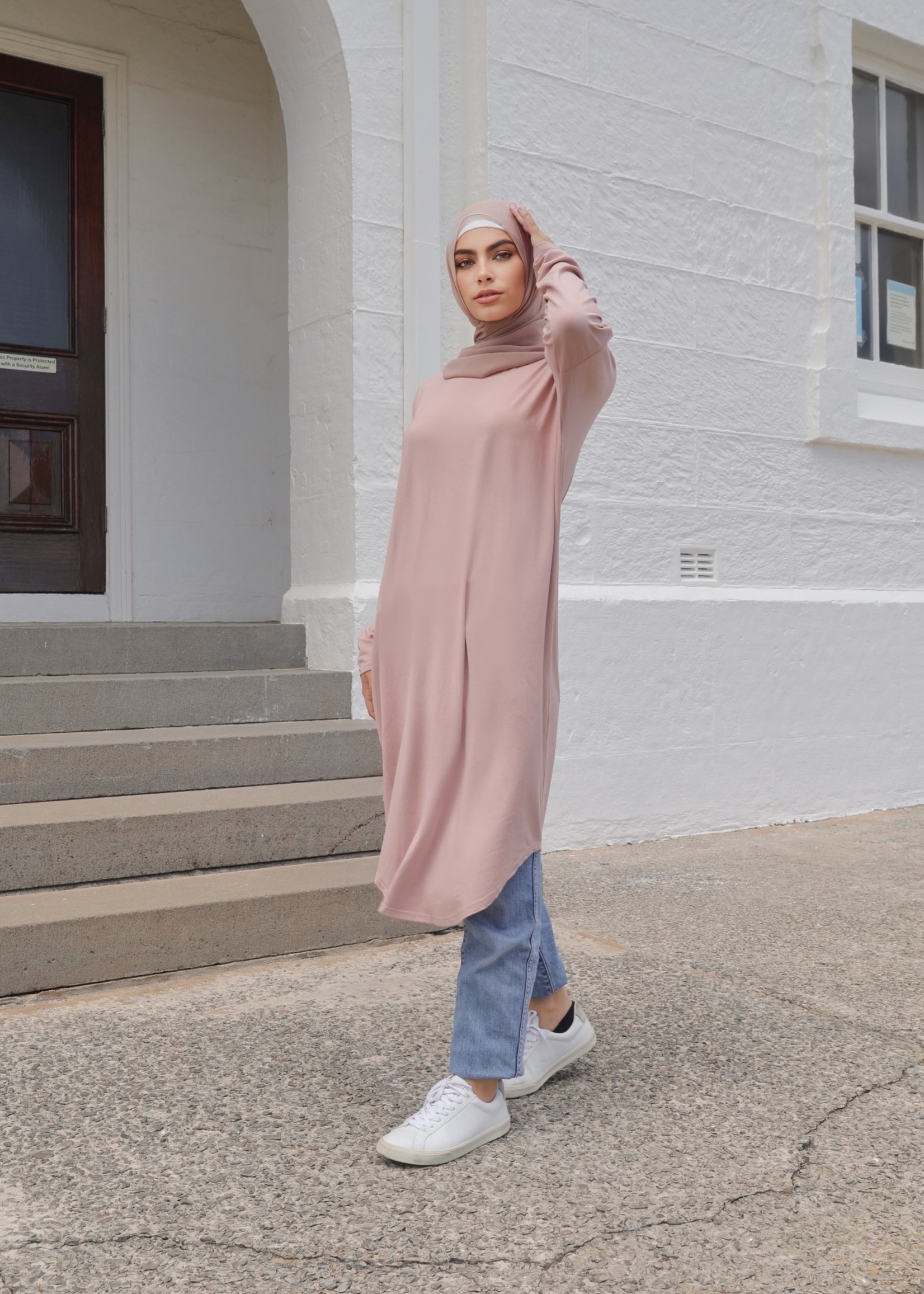 Nasiba Fashion Pearl Pink Dolman Midi Top