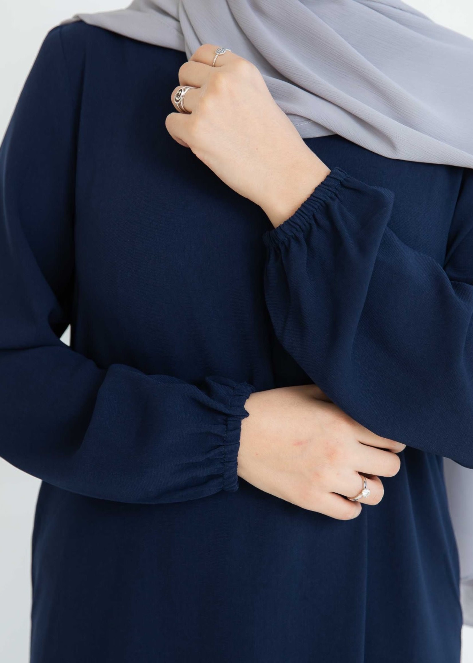 Nasiba Fashion Navy Cuffed Abayah