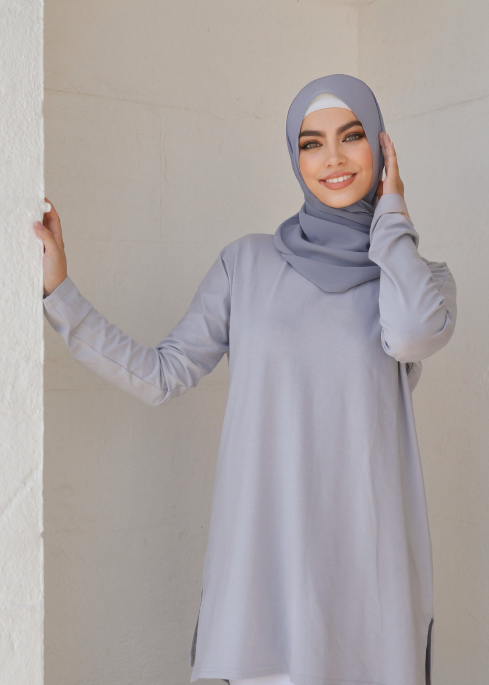 Nasiba Fashion Light Grey Dolman Top