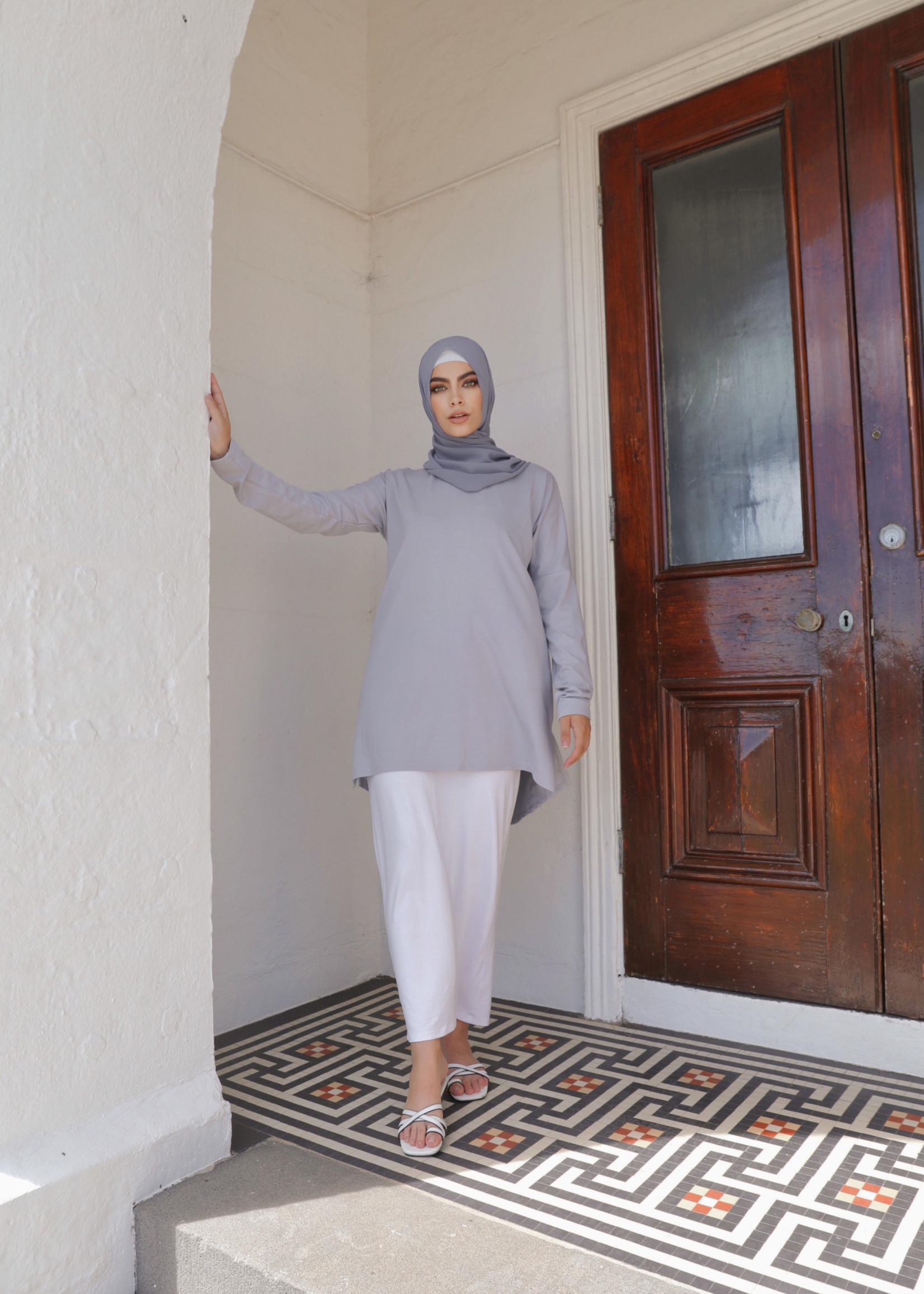 Nasiba Fashion Light Grey Dolman Top