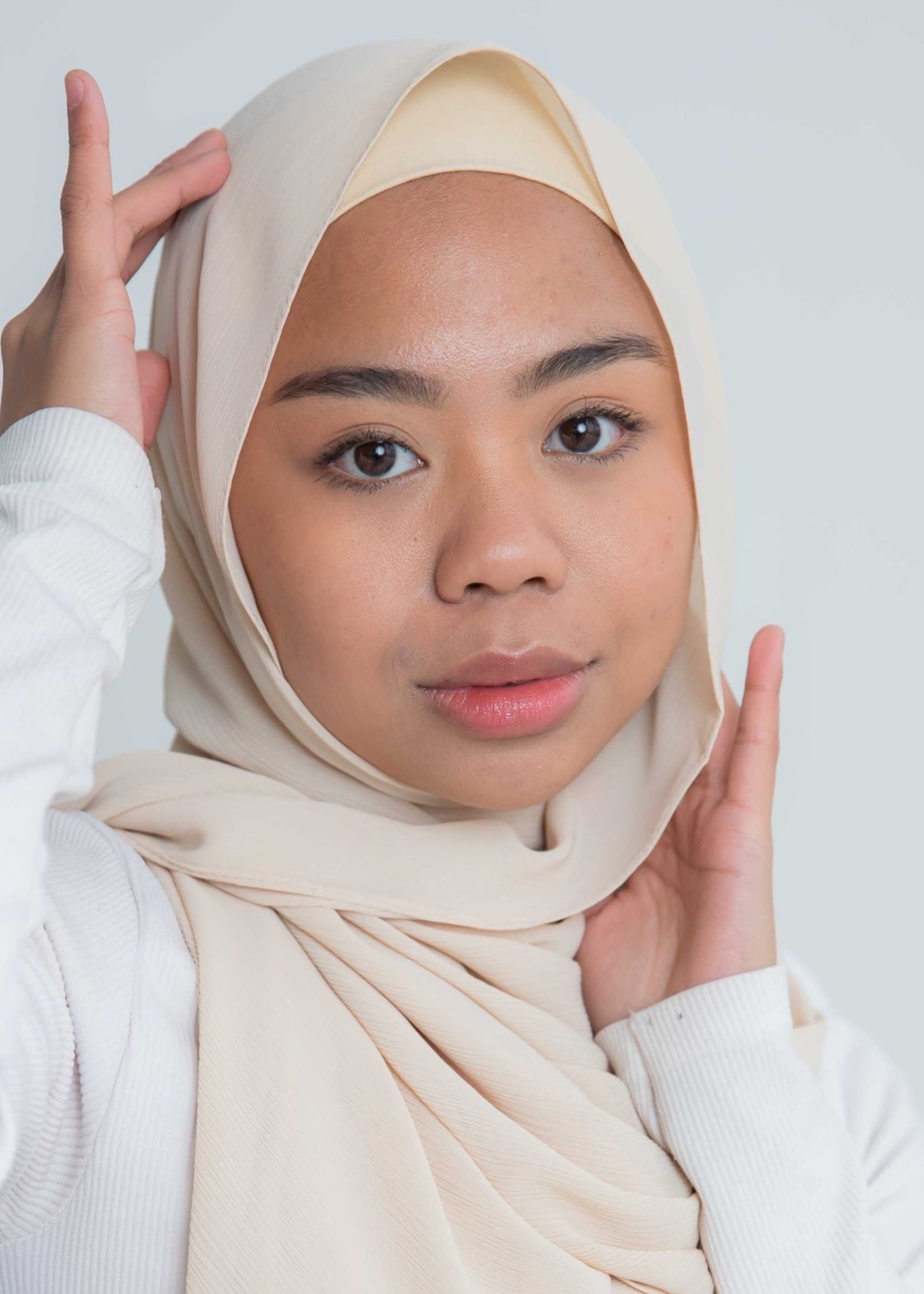 Nasiba Fashion Luxe Crepe Shawl Beige