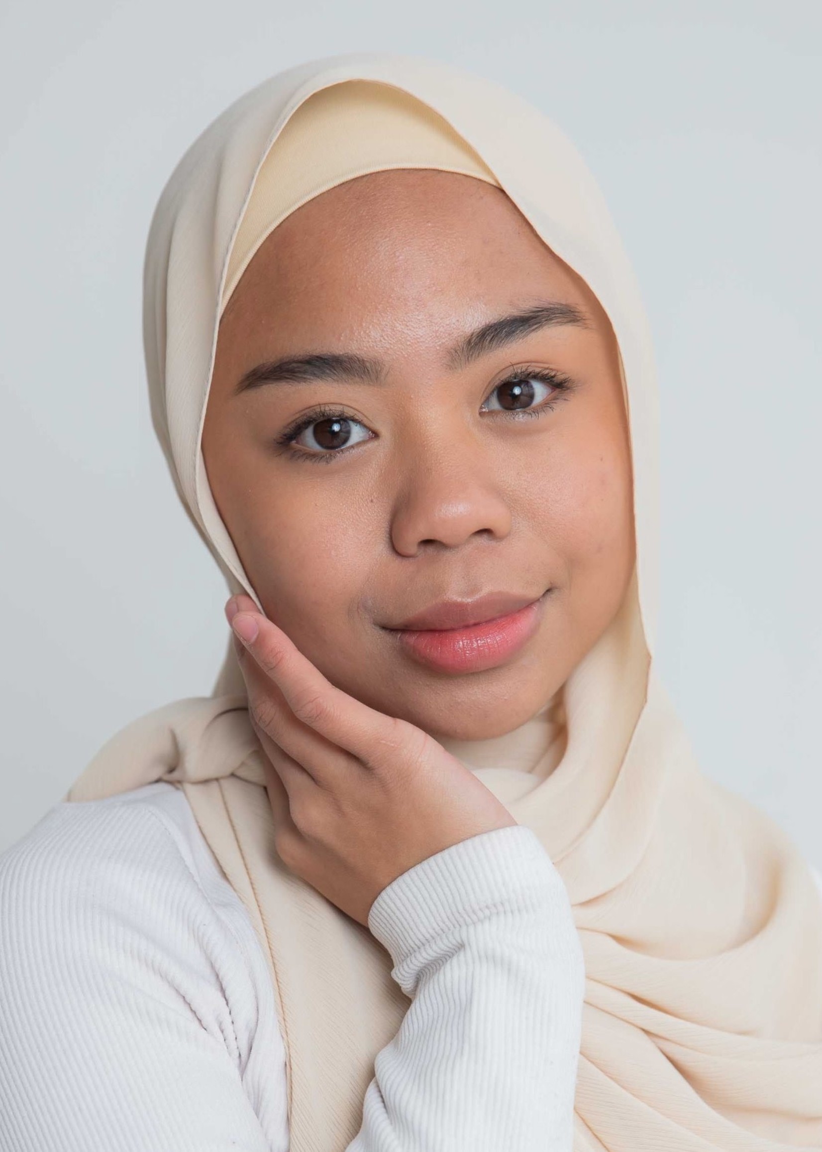 Nasiba Fashion Luxe Crepe Shawl Beige