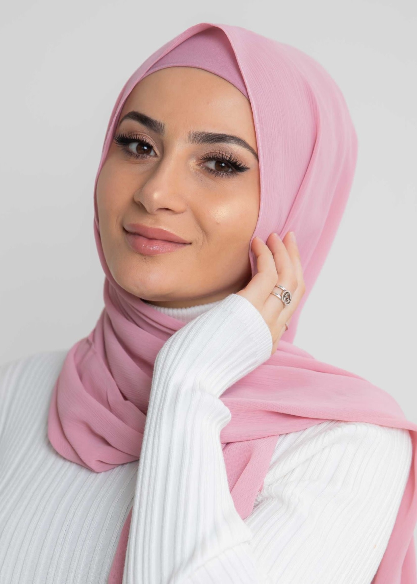 Nasiba Fashion Luxe Crepe Shawl Cameo Pink