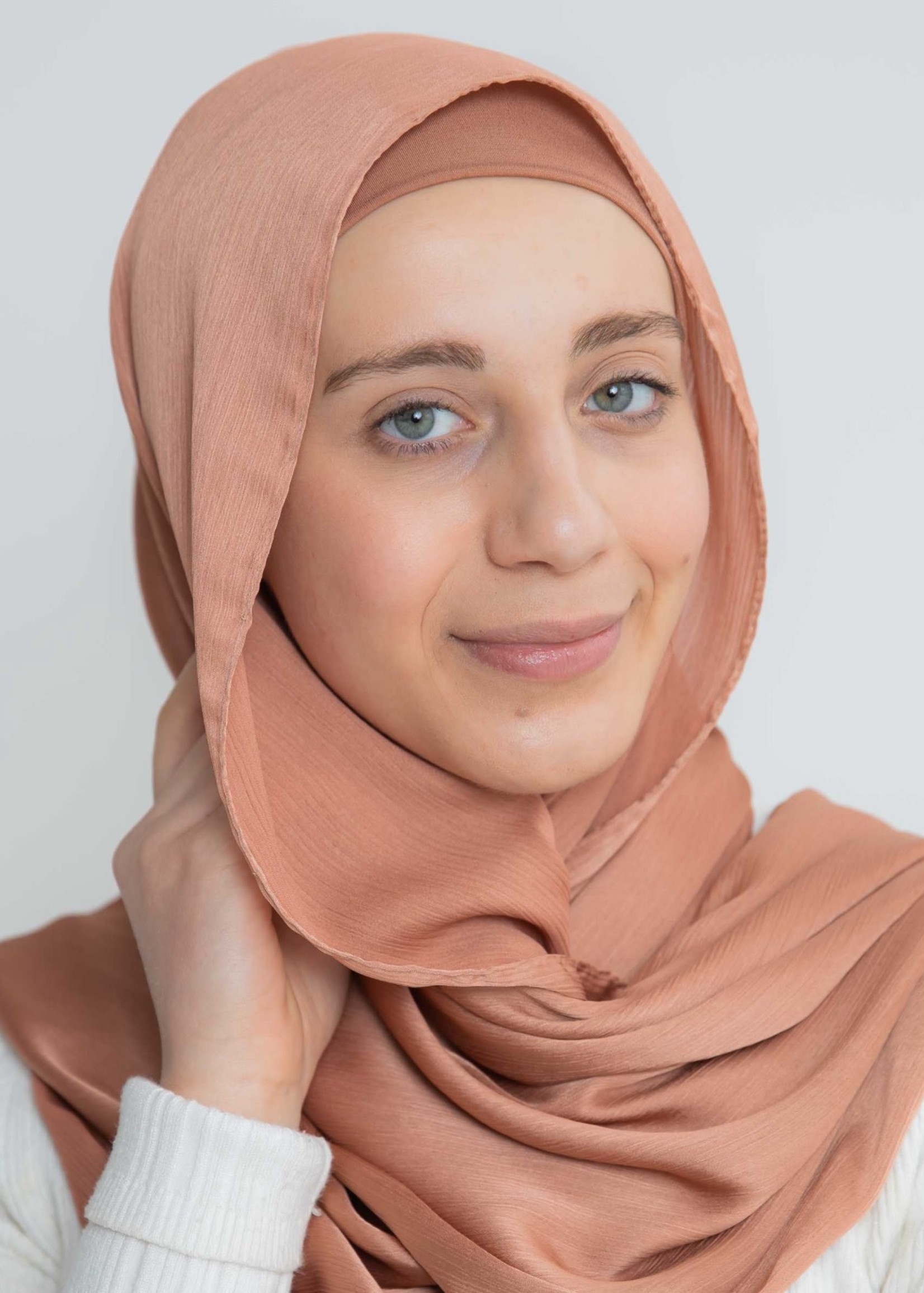 Nasiba Fashion Luxe Satin Shawl Sandstone